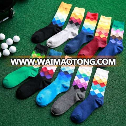 Bonypony 10colors Men's socks British Style calcetines Gradient color brand elite long cotton socks for happy men wholesale sock